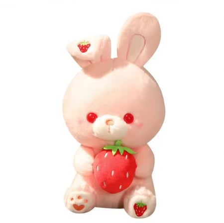 Jucarii de plus - Jucarie de plus, Iepurasul cu Capsunica, Roz, 28 cm