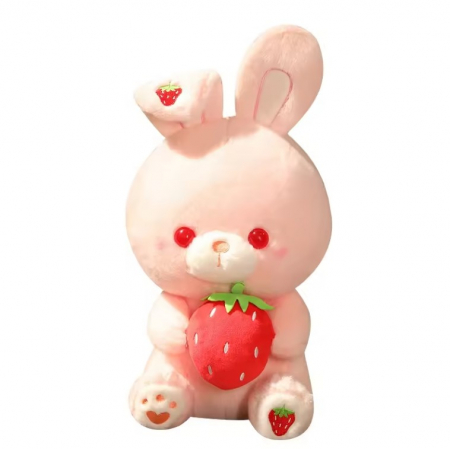 Jucarii de plus - Jucarie de plus, Iepurasul cu Capsunica, Roz, 40 cm