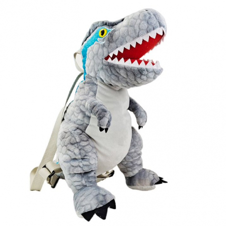 Rucsaci de plus - Jucarie de plus 2 in 1, Rucsac Dinozaur T-Rex, Gri