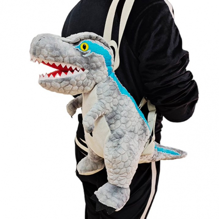 Jucarie de plus 2 in 1, Rucsac Dinozaur T-Rex, Gri [5]