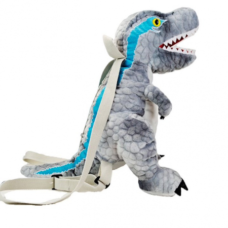 Jucarie de plus 2 in 1, Rucsac Dinozaur T-Rex, Gri [2]