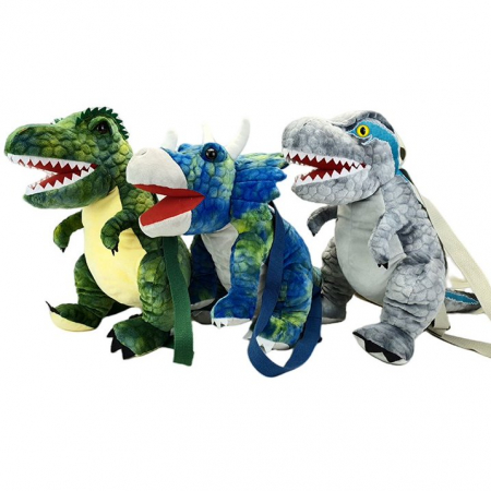 Jucarie de plus 2 in 1, Rucsac Dinozaur T-Rex, Gri [6]