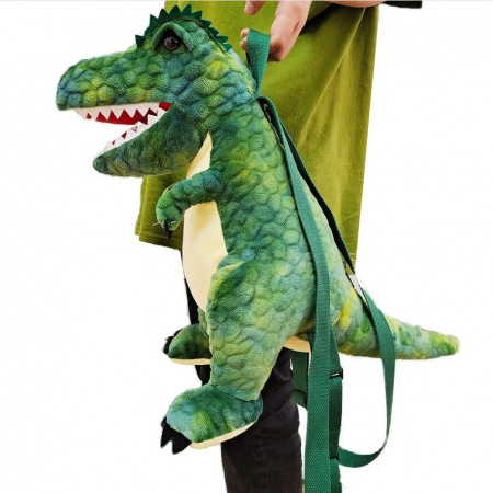 Jucarie de plus 2 in 1, Rucsac Dinozaur T-Rex, Verde [3]