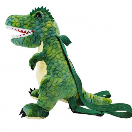 Jucarie de plus 2 in 1, Rucsac Dinozaur T-Rex, Verde [8]