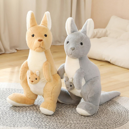 Jucarie de plus Cangur Gri Kari cu Pui Joey 45 cm copii [2]