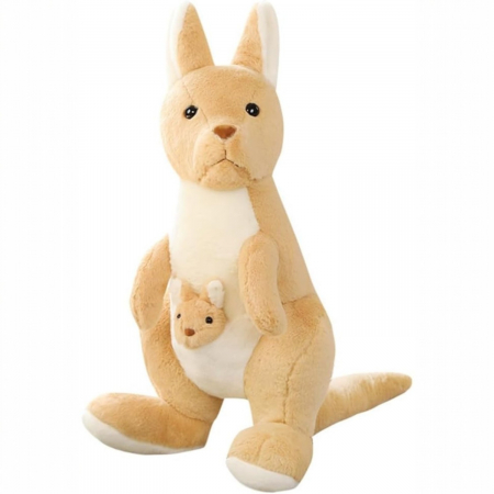 Jucarii de plus - Jucarie de plus Cangur Crem Roo cu Pui Mini-Roo 45 cm copii