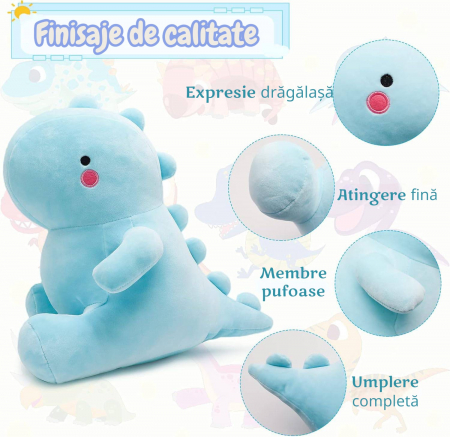 Jucarie de plus Dinozaur Albastru Bubu 30 cm copii [2]