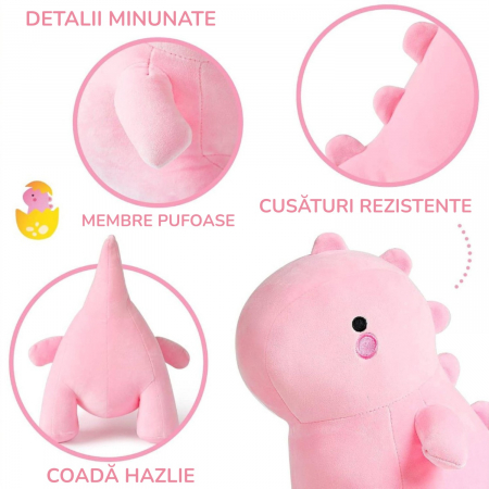 Jucarie de plus Dinozaur Roz Pinka 30 cm copii [4]