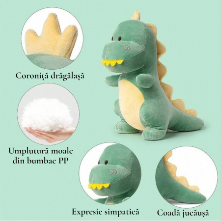 Jucarie de plus Dinozaur Verde Dino Max 30 cm copii [1]