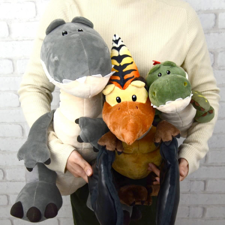 Jucarie de plus, Dinozaurul Rexie, Gri, 30 cm [4]