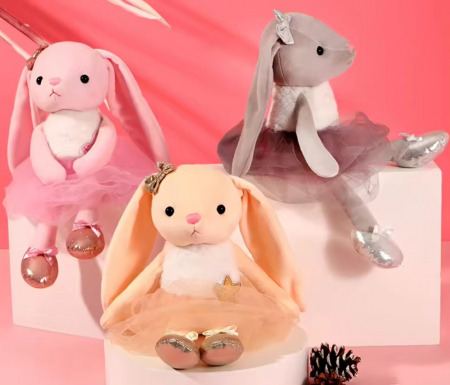 Jucarie de plus, Iepurasul Balerina, Piersica, 35 cm [5]