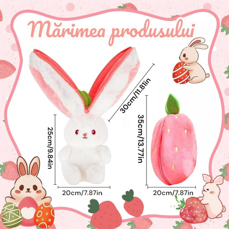 Jucarie de plus, Iepurasul Capsunica, Roz, 35 cm [6]