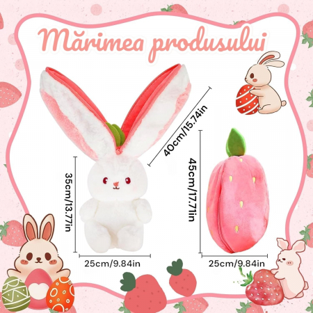 Jucarie de plus, Iepurasul Capsunica, Roz, 45 cm [6]