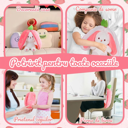 Jucarie de plus, Iepurasul Capsunica, Roz, 45 cm [4]