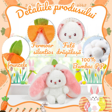 Jucarie de plus, Iepurasul Morcovel, Portocaliu, 35 cm [5]
