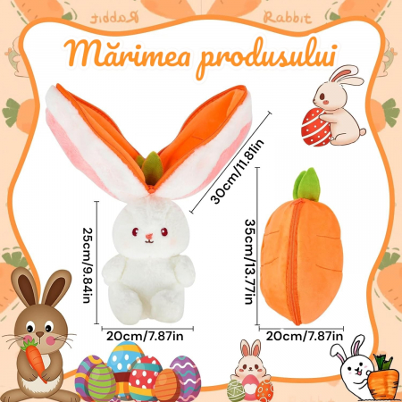 Jucarie de plus, Iepurasul Morcovel, Portocaliu, 35 cm [6]