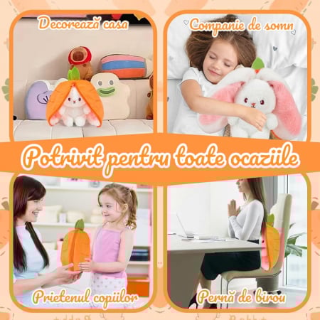 Jucarie de plus, Iepurasul Morcovel, Portocaliu, 45 cm [4]