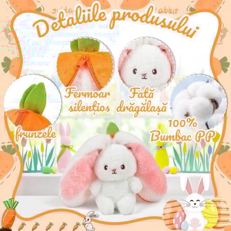 Jucarie de plus, Iepurasul Morcovel, Portocaliu, 45 cm [5]