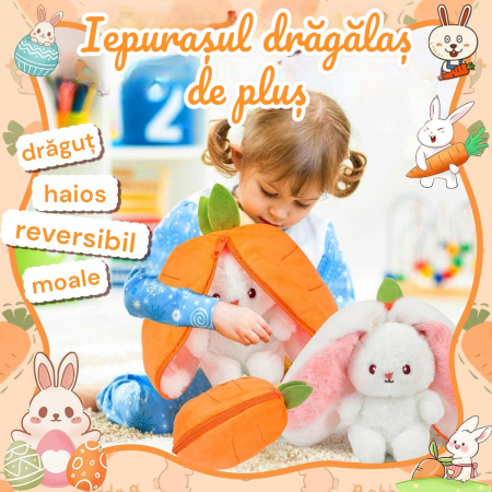 Jucarie de plus, Iepurasul Morcovel, Portocaliu, 45 cm [3]