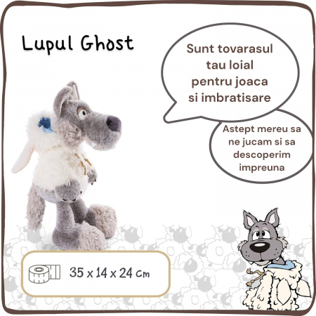 Jucarie de plus, Lupul Ghost, Alb, 35 cm [2]