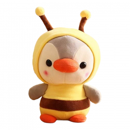 Jucarii de plus - Jucarie de plus, Pinguinul Bee, Galben/Gri, 23 cm
