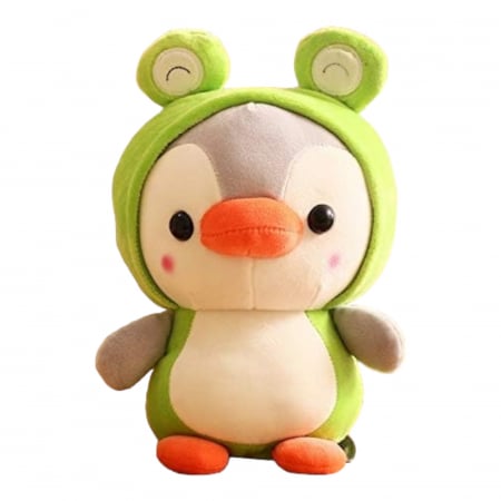 Jucarii de plus - Jucarie de plus, Pinguinul Broscuta, Verde/Gri, 23 cm