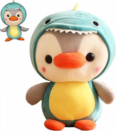 Jucarie de plus, Pinguinul Dino, Albastru/Gri, 23 cm [1]