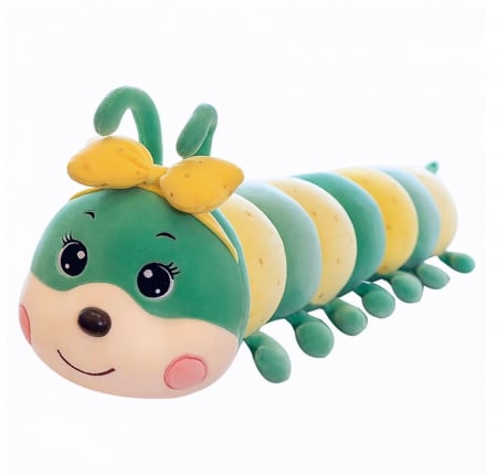 Jucarii de plus - Jucarie de plus, Omida Cozy, Verde/Galben, 55 cm