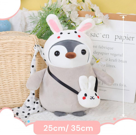 Jucarie de plus, Pinguinul Iepure, Gri/Alb, 25 cm [2]