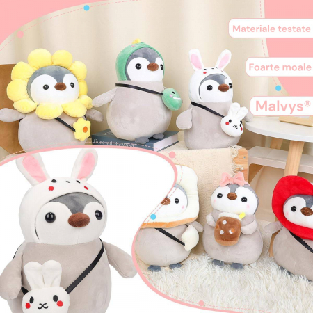 Jucarie de plus, Pinguinul Iepure, Gri/Alb, 25 cm [3]