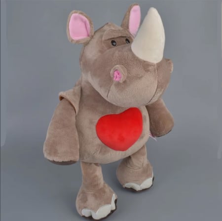 Jucarie de plus, Rinocerul Valentine, Maro, 50 cm [2]