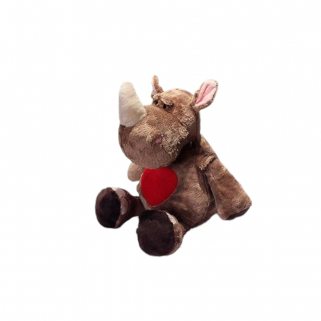 Jucarii de plus - Jucarie de plus, Rinocerul Valentine, Maro, 50 cm
