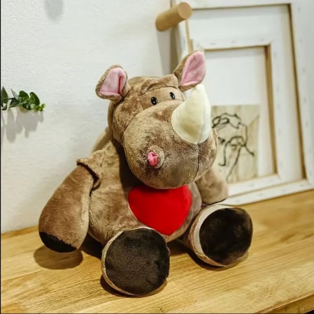 Jucarie de plus, Rinocerul Valentine, Maro, 50 cm [6]