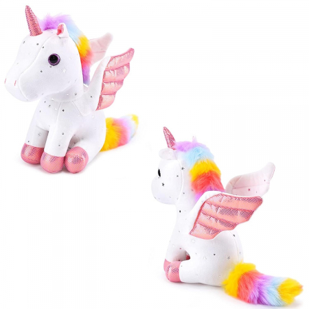 Jucarie de plus, Unicorn cu Aripi de Inger, Alb, 30 cm [5]