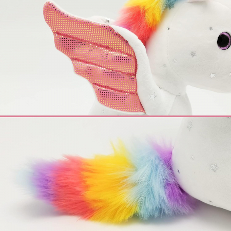 Jucarie de plus, Unicorn cu Aripi de Inger, Alb, 30 cm [6]