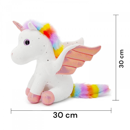 Jucarie de plus, Unicorn cu Aripi de Inger, Alb, 30 cm [8]