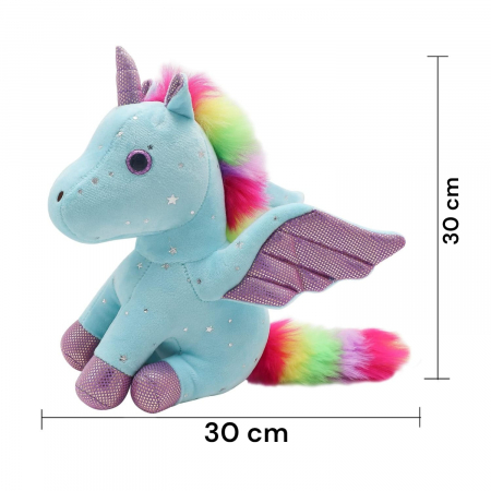 Jucarie de plus, Unicorn cu Aripi de Inger, Bleu, 30 cm [6]