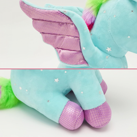 Jucarie de plus, Unicorn cu Aripi de Inger, Bleu, 30 cm [7]