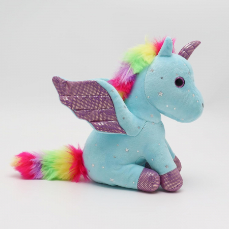 Jucarie de plus, Unicorn cu Aripi de Inger, Bleu, 30 cm [3]