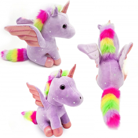 Jucarie de plus, Unicorn cu Aripi de Inger, Mov, 30 cm [4]