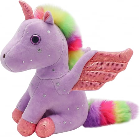 Jucarie de plus, Unicorn cu Aripi de Inger, Mov, 30 cm [0]