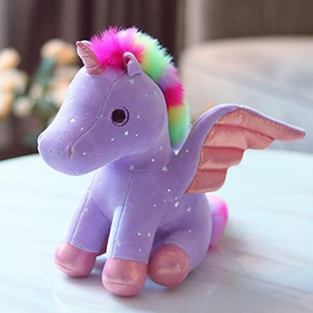 Jucarie de plus, Unicorn cu Aripi de Inger, Mov, 30 cm [7]
