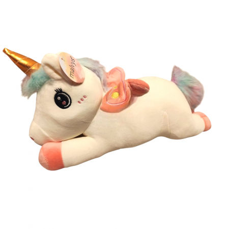 Jucarii de plus - Jucarie de plus, Unicornul Lenes, Alb, 40 cm