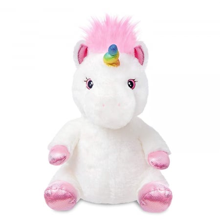 Jucarii de plus - Jucarie de plus, Unicornul Magic, Alb/Roz, 30 cm