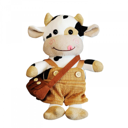 Jucarii de plus - Jucarie de plus, Vacuta Costumata, Alb/Negru, 30 cm