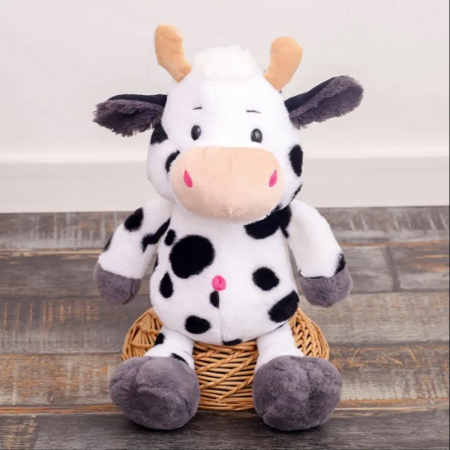 Jucarie de plus, Vacuta MooMoo, Alb/Negru, 30 cm [4]