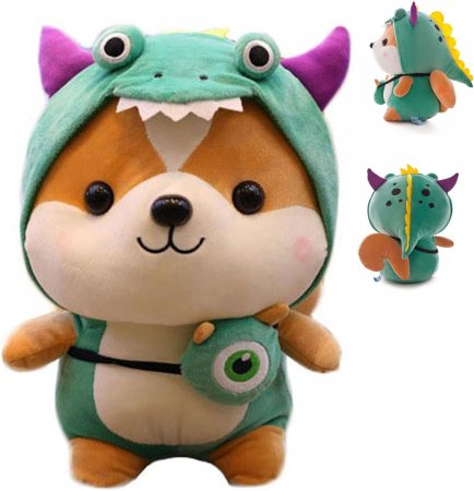 Jucarie de plus, Veverita Dino, Verde, 25 cm [1]