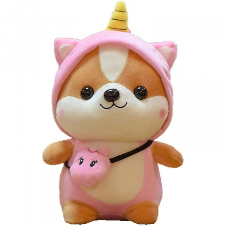 Jucarii de plus - Jucarie de plus, Veverita Unicorn, Roz, 25 cm