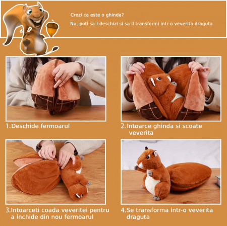 Jucarie de plus, Veverita Vesela, Maro, 25 cm [3]