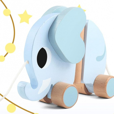 Jucarie eco din lemn, Baby Elephant, albastru, 15 cm [3]